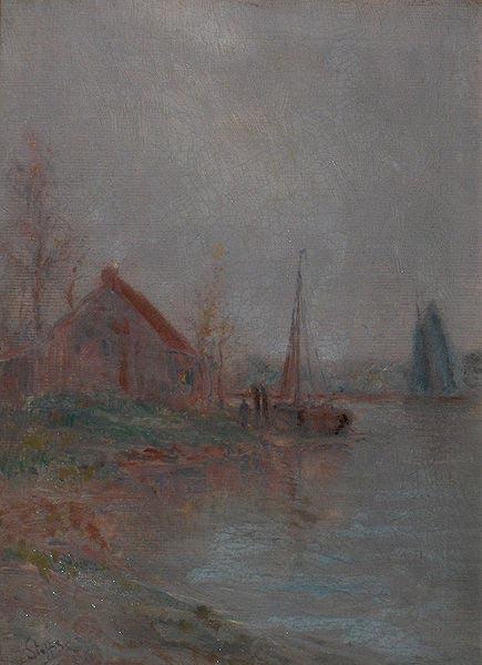 unknow artist Morning fog over the River Schelde China oil painting art
